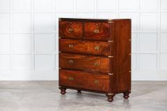 19thC English Campaign Mahogany Secretaire Chest Drawers - 2810620
