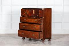 19thC English Campaign Mahogany Secretaire Chest Drawers - 2810621