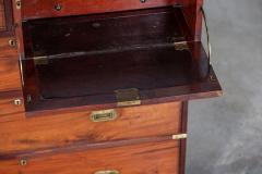 19thC English Campaign Mahogany Secretaire Chest Drawers - 2810622