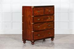19thC English Campaign Mahogany Secretaire Chest Drawers - 2810627