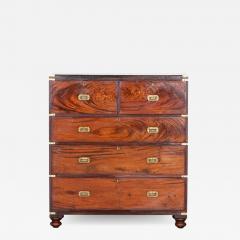 19thC English Campaign Mahogany Secretaire Chest Drawers - 2812500