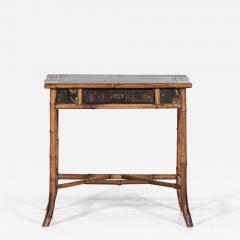 19thC English Chinoiserie Bamboo Writing Table - 2832757