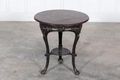 19thC English Coalbrookdale Iron Mahogany Tavern Table - 2960591