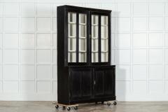 19thC English Ebonised Glazed Oak Housekeepers Cupboard - 3391360