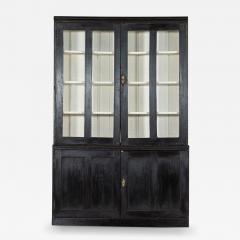 19thC English Ebonised Glazed Oak Housekeepers Cupboard - 3392119