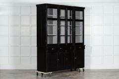 19thC English Ebonised Pine Breakfront Housekeepers Cabinet - 3262350