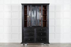 19thC English Ebonised Pine Glazed Housekeepers Cabinet - 4039414