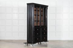 19thC English Ebonised Pine Glazed Housekeepers Cabinet - 4039415