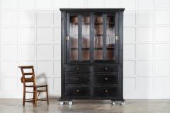 19thC English Ebonised Pine Glazed Housekeepers Cabinet - 4039416