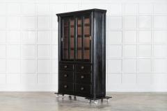 19thC English Ebonised Pine Glazed Housekeepers Cabinet - 4039417