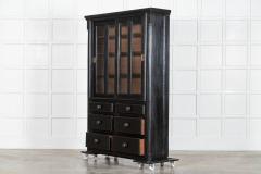 19thC English Ebonised Pine Glazed Housekeepers Cabinet - 4039418