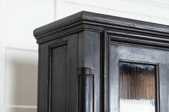 19thC English Ebonised Pine Glazed Housekeepers Cabinet - 4039419