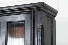 19thC English Ebonised Pine Glazed Housekeepers Cabinet - 4039421