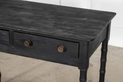 19thC English Faux Bamboo Ebonised Pine Side Table - 4257468