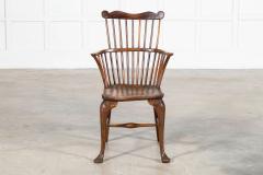 19thC English George III Oak Elm Comb Back Chair - 3904767