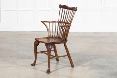 19thC English George III Oak Elm Comb Back Chair - 3904768