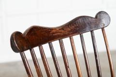 19thC English George III Oak Elm Comb Back Chair - 3904773