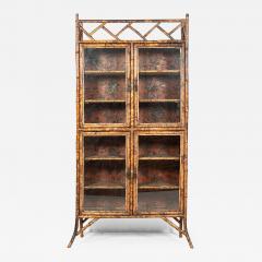 19thC English Glazed Bamboo Bookcase - 2482419