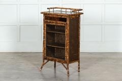 19thC English Glazed Bamboo Bookcase Cabinet - 3120575