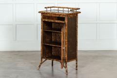 19thC English Glazed Bamboo Bookcase Cabinet - 3120576