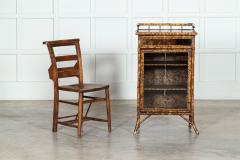 19thC English Glazed Bamboo Bookcase Cabinet - 3120577