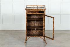 19thC English Glazed Bamboo Bookcase Cabinet - 3120578