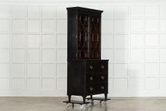 19thC English Glazed Mahogany Ebonised Bookcase Secretaire - 3858869