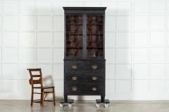 19thC English Glazed Mahogany Ebonised Bookcase Secretaire - 3858870