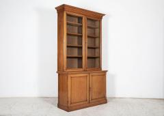 19thC English Glazed Oak Bookcase Cabinet - 2627184