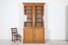 19thC English Glazed Oak Bookcase Cabinet - 2627185