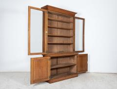 19thC English Glazed Oak Bookcase Cabinet - 2627187