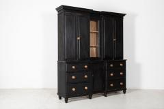 19thC English Inverted Ebonised Breakfront Housekeepers Cupboard - 2226125