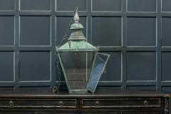 19thC English Large Verdigris Glazed Lantern - 1954348