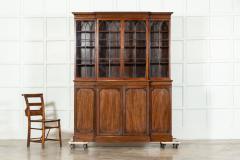 19thC English Mahogany Arched Glazed Bookcase Cabinet - 3598706