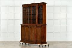 19thC English Mahogany Arched Glazed Bookcase Cabinet - 3598707