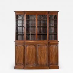 19thC English Mahogany Arched Glazed Bookcase Cabinet - 3602894