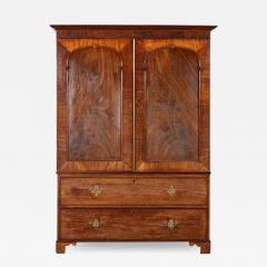 19thC English Mahogany Linen Press - 3995431