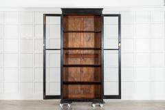 19thC English Oak Glazed Bookcase Cabinet - 4236843