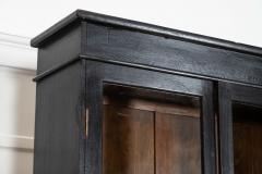 19thC English Oak Glazed Bookcase Cabinet - 4236851