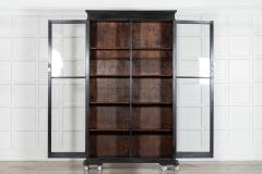 19thC English Oak Glazed Bookcase Cabinet - 4237386