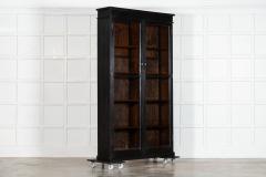 19thC English Oak Glazed Bookcase Cabinet - 4237387