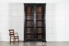 19thC English Oak Glazed Bookcase Cabinet - 4237388