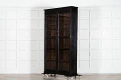 19thC English Oak Glazed Bookcase Cabinet - 4237389