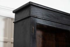 19thC English Oak Glazed Bookcase Cabinet - 4237392
