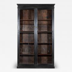 19thC English Oak Glazed Bookcase Cabinet - 4237574