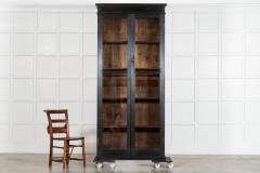 19thC English Oak Glazed Bookcase Cabinet - 4237524