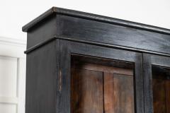 19thC English Oak Glazed Bookcase Cabinet - 4237528