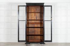 19thC English Oak Glazed Bookcase Cabinet - 4237582
