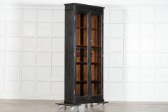 19thC English Oak Glazed Bookcase Cabinet - 4237596