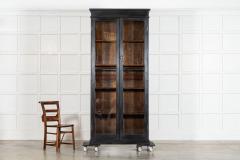 19thC English Oak Glazed Bookcase Cabinet - 4237597